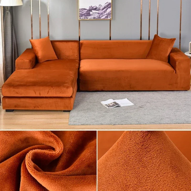 Velvet Sofa Cover Thick Elastic 1/2/3/4 Seater Sofa for Living Room Velvet Plush L Shaped Corner Sofa Cover Couch Cover - Image 12