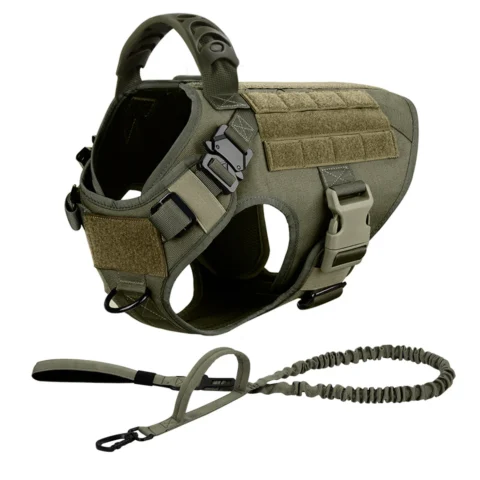 Tactical Dog Harness Leash Set for Large Dogs Military Harnesses for Training Walking Hunting Pet Vest Handle No Pull Malinois