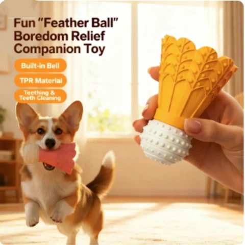 New Badminton Shape Bite-Resistant Dog Toy Interactive Chew Toy Relieves Boredom Teeth Grinding Stick Puzzle for Dogs Self-Fu
