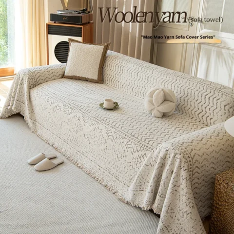 Thick Knitted Chenille Sofa Cover Waterproof Cat Proof One Piece Design for 2/3/4 Seater Sofa
