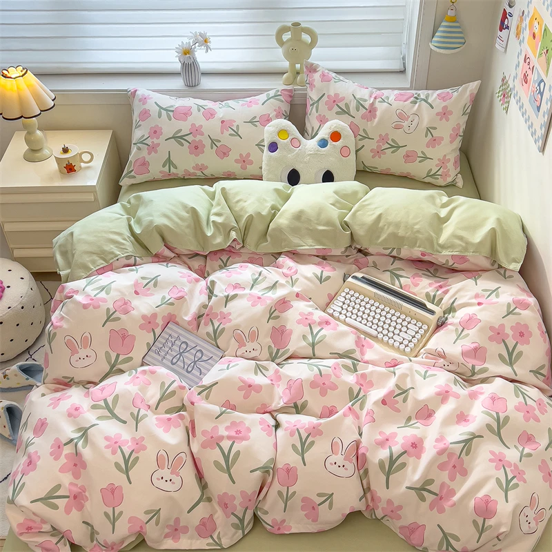 New Cute Stars Printed Bedding Set 4/3/1 Pcs Skin-friedly Breathable Duvet Covers Comfortable Durable Single Double Quilt Cover - Image 7