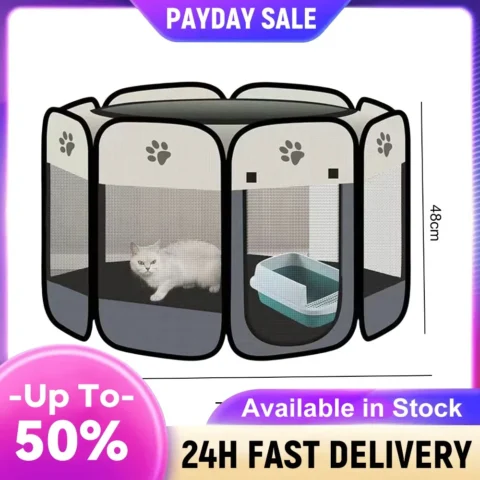 Foldable Oxford Cloth Dog Cat Playpen w/Cover Puppy Pet Playpen 72x48cm Dog Tent Crates Cage for Puppies Cat Rabbit