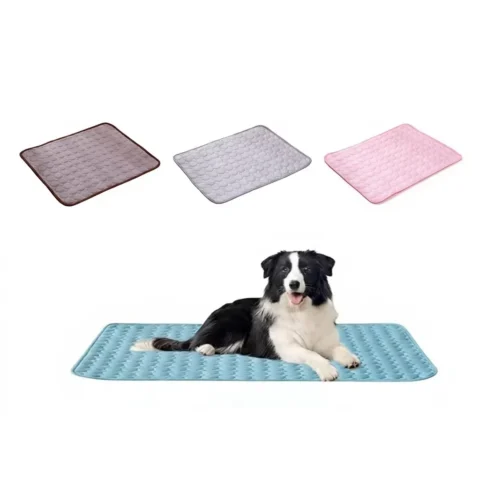 Summer Pet Cooling Mat Ice Silk Breathable Non-Slip Washable Cooling Pad for Dogs Cats Blue Pet Bed Mat