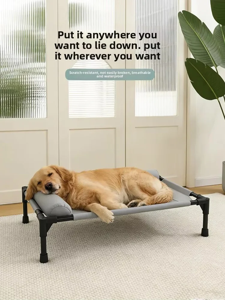 Elevated Cooling Mesh Dog Cot Breathable Moisture Resistant Bed With Pillow Four Seasons Use Indoor For Dog Cat Pet Supplies