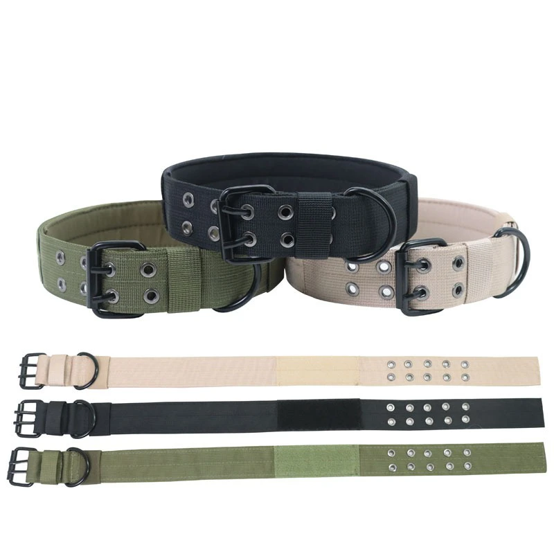 Outdoor Tactical Dog Collar Set Dog Leash Metal Buckle Breathability Nylon Adjustable Dog Collar for Training Neck Pet Produc
