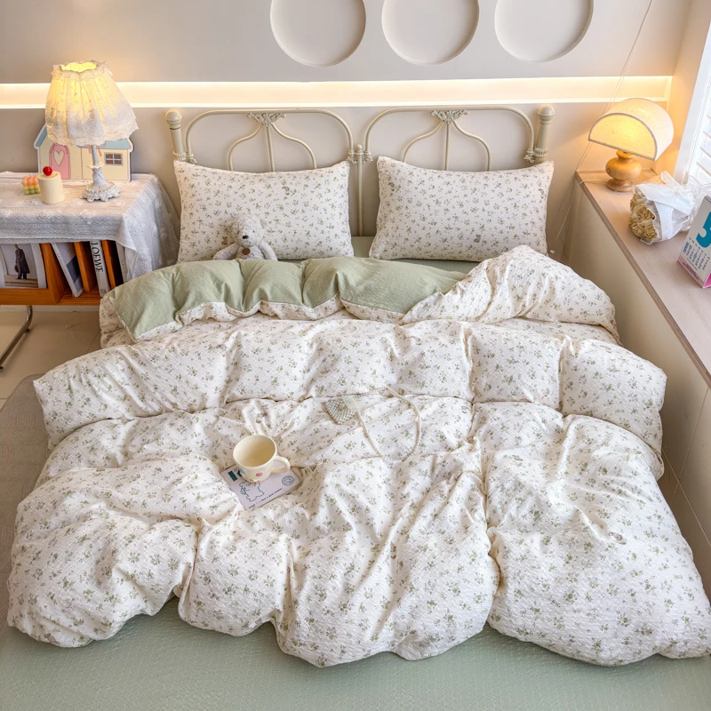 Korean Cute Dog Printed Bedding Set or Single Duvet Cover Ultra Soft Cloud Touch Seersucker Quilt Cover Aesthetic Bedroom Decor - Image 8