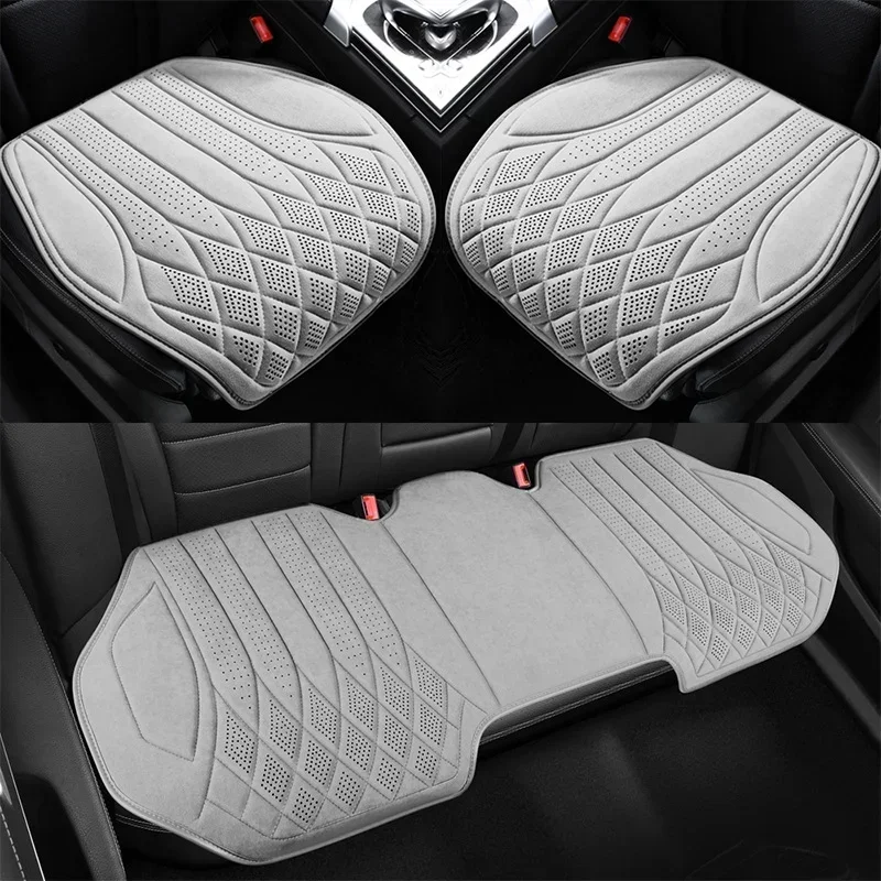 Universal Car Seat Covers,Soft Suede Fabric in Elegant Diamond Pattern,Breathable Car Seat Cushions for All Seasons,Full Set - Image 7