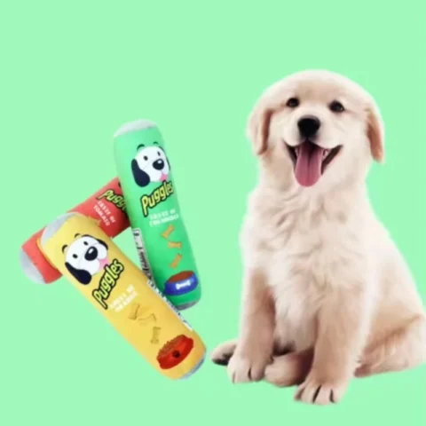 Beer Bottle Shaped Plush Dog Chew Toy Squeaky Interactive Bite-Resistant Playing Supplies for Small to Large Dogs Teeth Clean