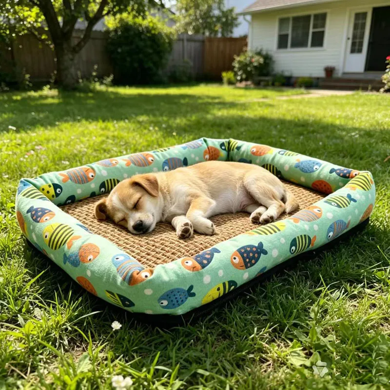 Summer Pet Nest, Rattan-Cooled Cat Nest, Non-Slip and Easy to Clean Dog Nest