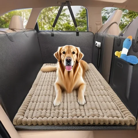 1pc Non-Slip  Dog Mat, Heavy-Duty Pet Seat Cover with Rear Extension, Chew- Floor Liner for SUV, Sedan, Truck - Easy-Clean