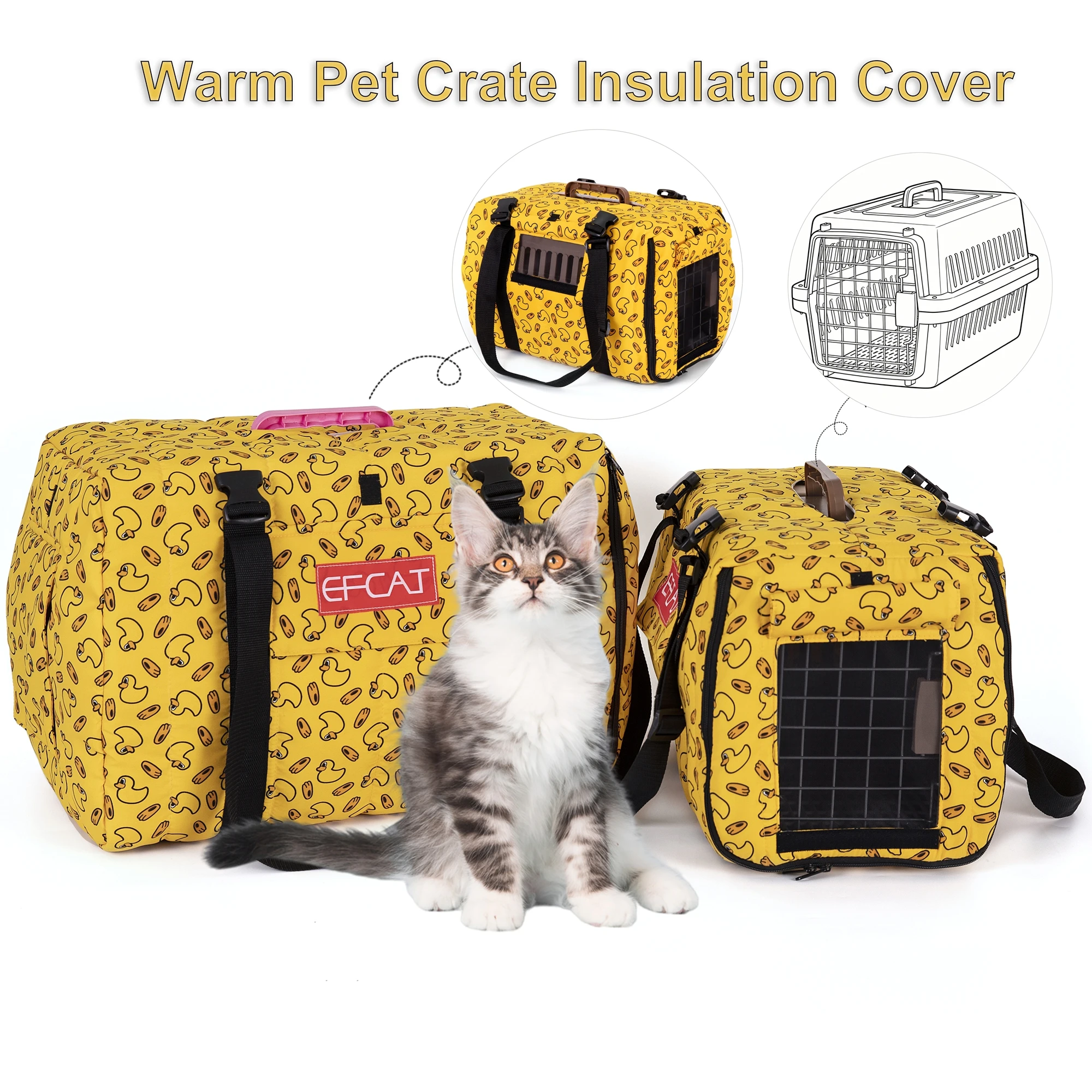 Winter Insulated Pet Crate Cover,Outdoor Coldproof Windproof Dog Cat Crate Outer Cover
