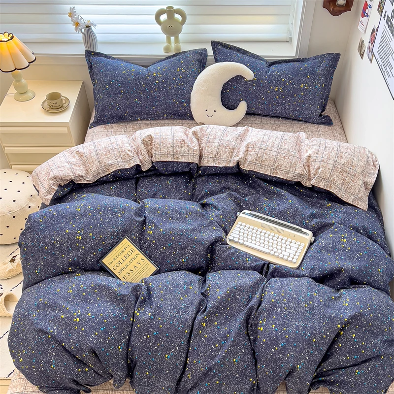 New Cute Stars Printed Bedding Set 4/3/1 Pcs Skin-friedly Breathable Duvet Covers Comfortable Durable Single Double Quilt Cover - Image 28