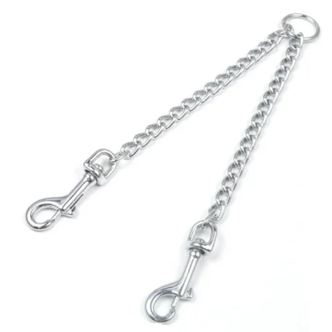 2 Dogs Leash Heavy Duty Stainless Steel Double Dog Coupler Twin Lead 2 Way for Two Pet Dogs Walking Leash Large Dog Safety Ch