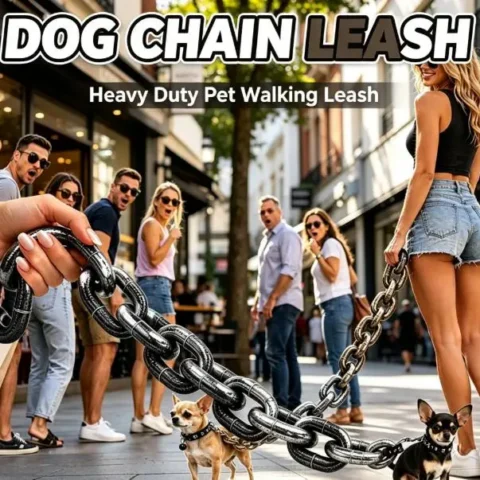 150cm Giant Fake Plastic Dog Chain Leash Lightweight Hollow Oversized Pet Photo Prop Quick Snap Buckle For Small Dogs