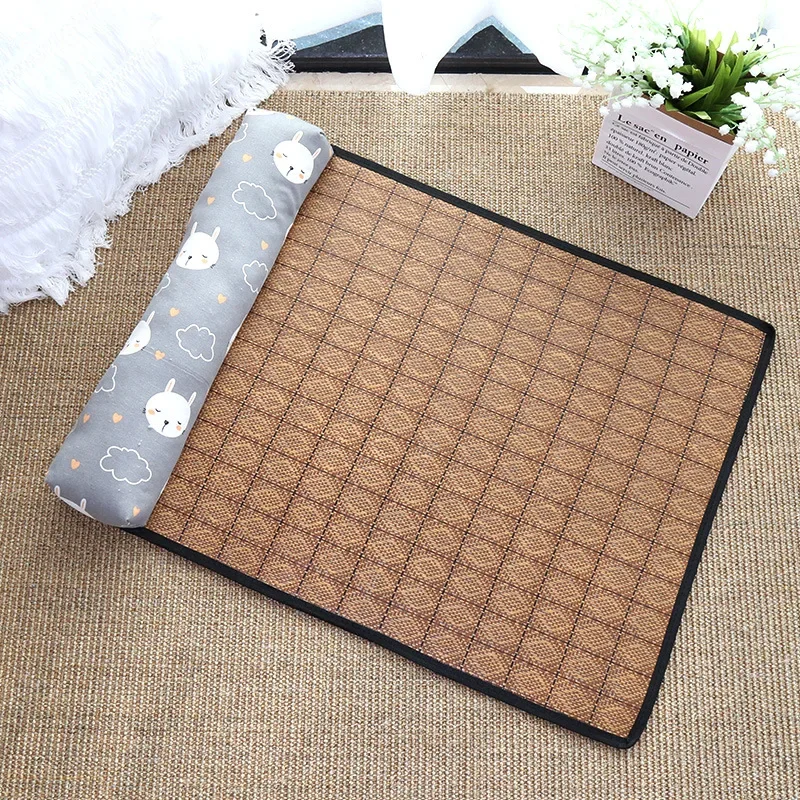 Cat Natural Cooling Mat Summer Pet Self Cooling Pad Cat Bed Mat For Dogs Indoor Rattan Weave Mat Sleeping Cat Bed - Image 14