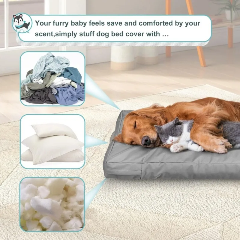 Anti-Dirt Replacement Dog Bed Cover Pad Protector 210D Oxford Waterproof Dog Cushion Cover for Puppy Kitten Other Pet No Fill