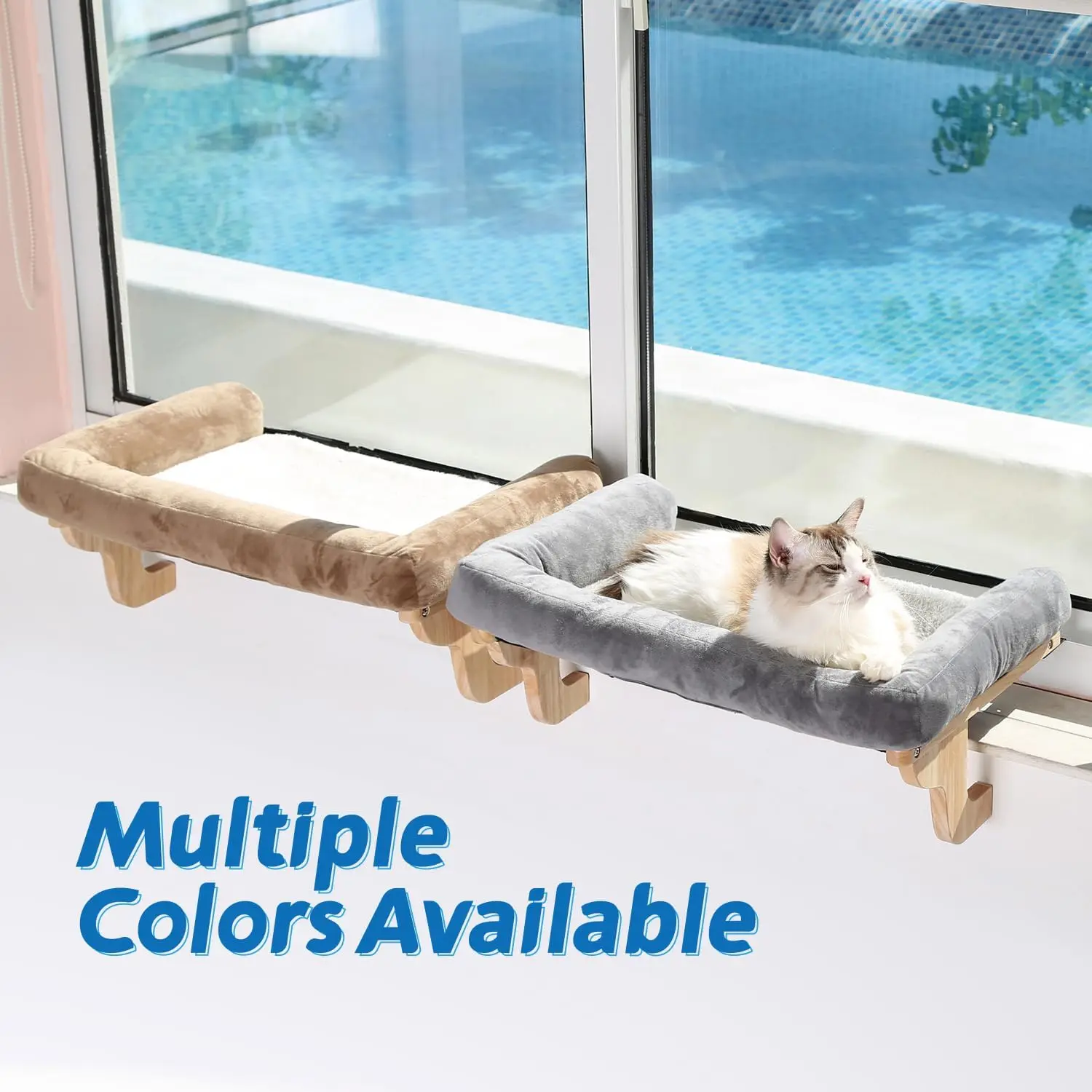 Cat Perch for Window Sill with Bolster - Orthopedic Hammock Design with Premium Hardwood & Robust Metal Frame - Cat Window Se