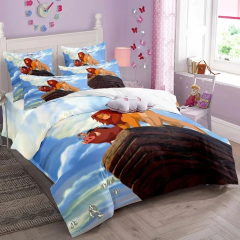 Lion Simba Duvet Cover Animation for children,The Lion King Bedding Set,Teen Boy Single Twin Size Bed Sets Bedspreads Gif