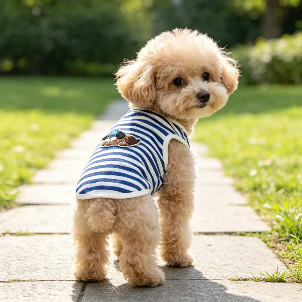 Elastic breathable pet vest embroidery prints lightweight summer sleeveless daily wear for cats dogs outdoor