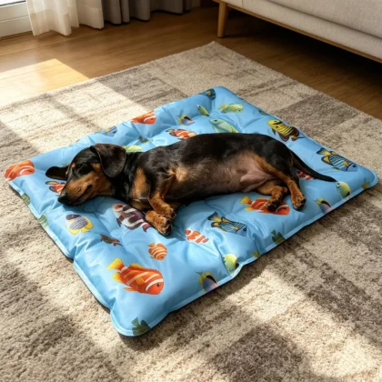1 pc multi-scale small fish pattern pet water mat, suitable for cool pet sleeping in summer, suitable for dog beds, sofas, floor