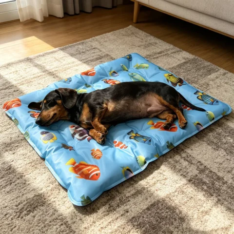 1 pc multi-scale small fish pattern pet water mat, suitable for cool pet sleeping in summer, suitable for dog beds, sofas, floor