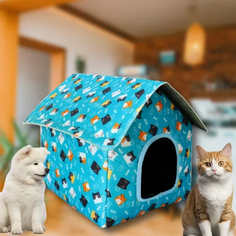 Waterproof Cat House for Outdoors Rainproof Pet Cat Cave Sleep Beds Tent Home Foldable and Washable for Small Dog Puppy Suppl
