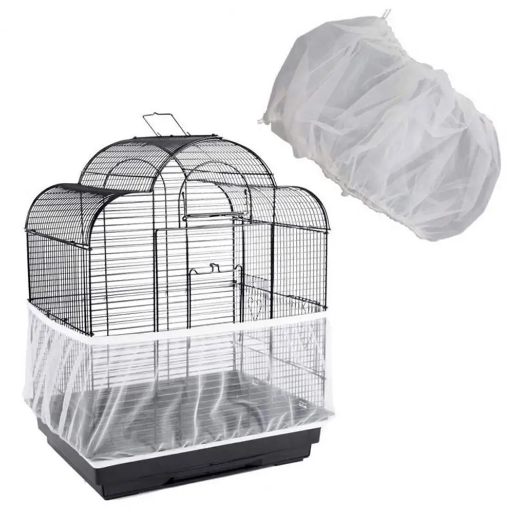 Mesh Birds Cage Cover Dustproof Birds Cage Cover Adjustable Nylon Mesh Birdcage Cover for Parrot Macaw Round Square Cages