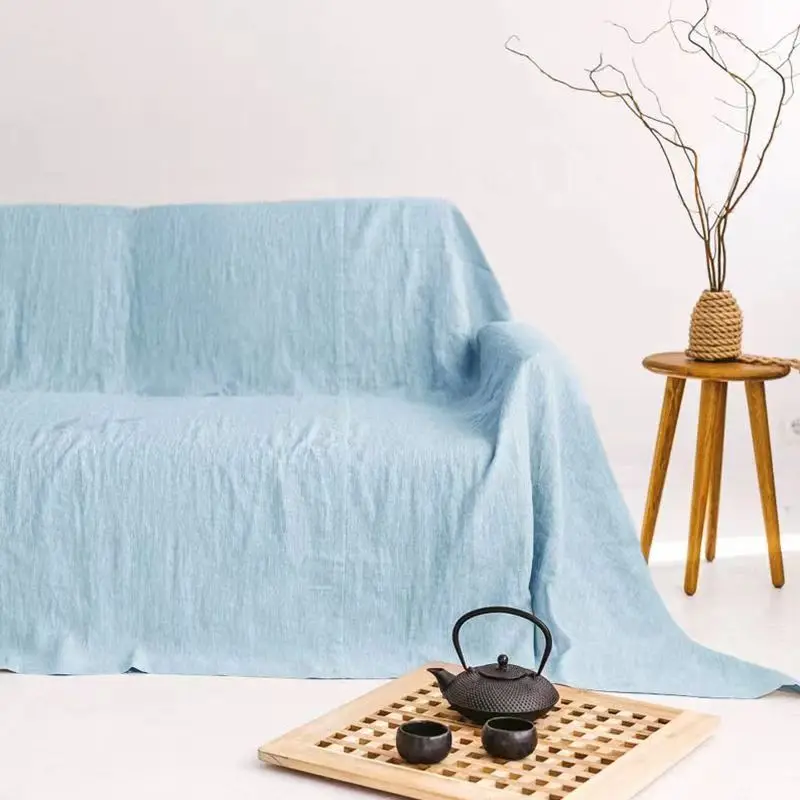 French Pure Linen 100% Fabric Pure Color Sofa Cover Cloth Sofa Towel Suitable for All Seasons Love Seat Couch Cover Summer New - Image 9