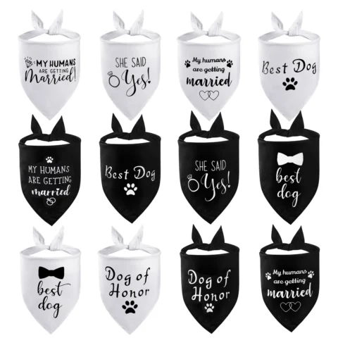 Sucado Dog Wedding Bandana, Engagement Pet Scarf, Dog of Honor Triangle Bibs, Wedding Photo Props for Small Medium Large Dogs