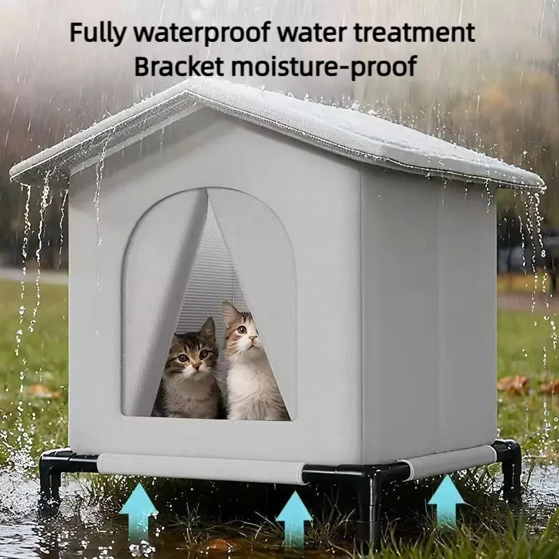 Waterproof Stray Cat House with Mat Foldable Summer Cool Shelter Pet Cave Nest Outdoor Sleeping Bed for Small Dogs And Puppie