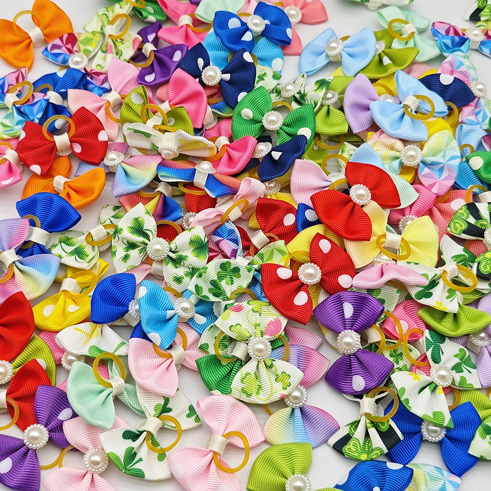 10pcs Hair Bows For Dog Pet Grooming Accessories Puppy Hair Clips With Elastic Rubber Band Yorkshire Terrier Hair Accessories - Image 3