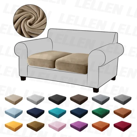 Velvet Sofa Seat Cushion Covers For Living Room Plush Sofa Cushion Covers Soft Stretch Sofas Couch Slipcover Furniture Protec