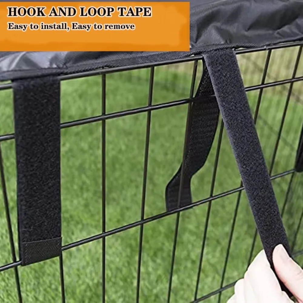 8 Panel Dog Playpen Cover Oxford Cloth Waterproof Kennel Shade Protector Mesh Windproof Pet Kennel Cover Weather Protection