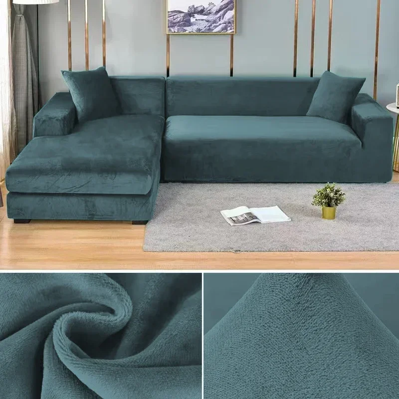 Velvet Sofa Cover Thick Elastic 1/2/3/4 Seater Sofa for Living Room Velvet Plush L Shaped Corner Sofa Cover Couch Cover - Image 15