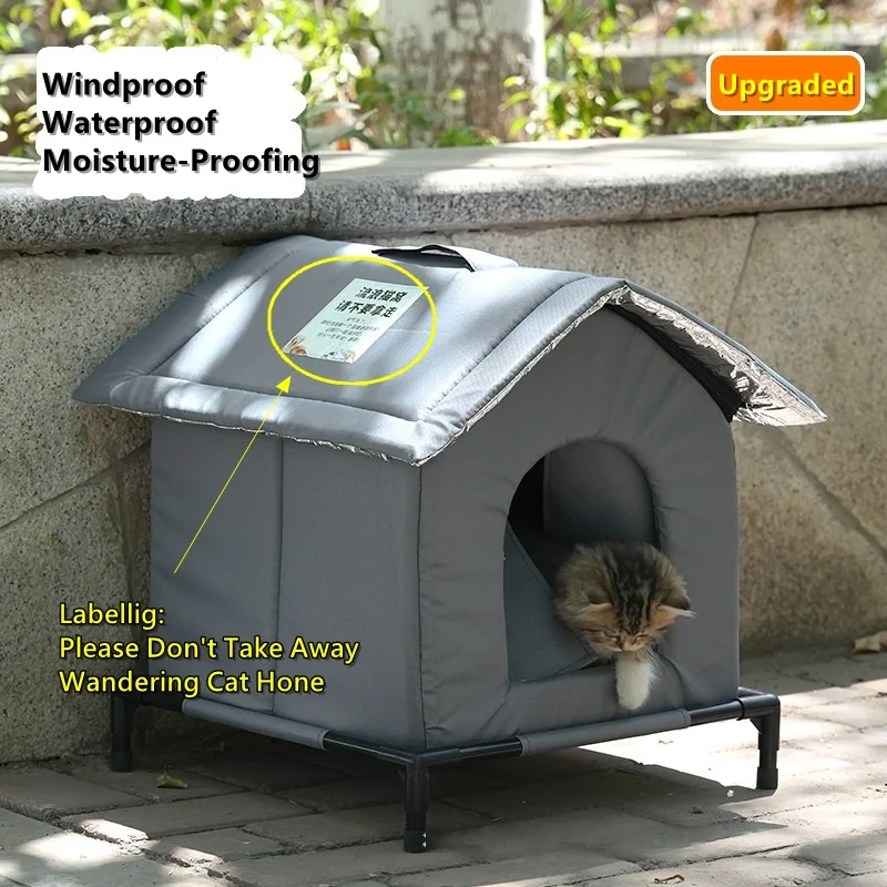 Waterproof Stray Cat House with Mat Foldable Summer Cool Shelter Pet Cave Nest Outdoor Sleeping Bed for Small Dogs And Puppie