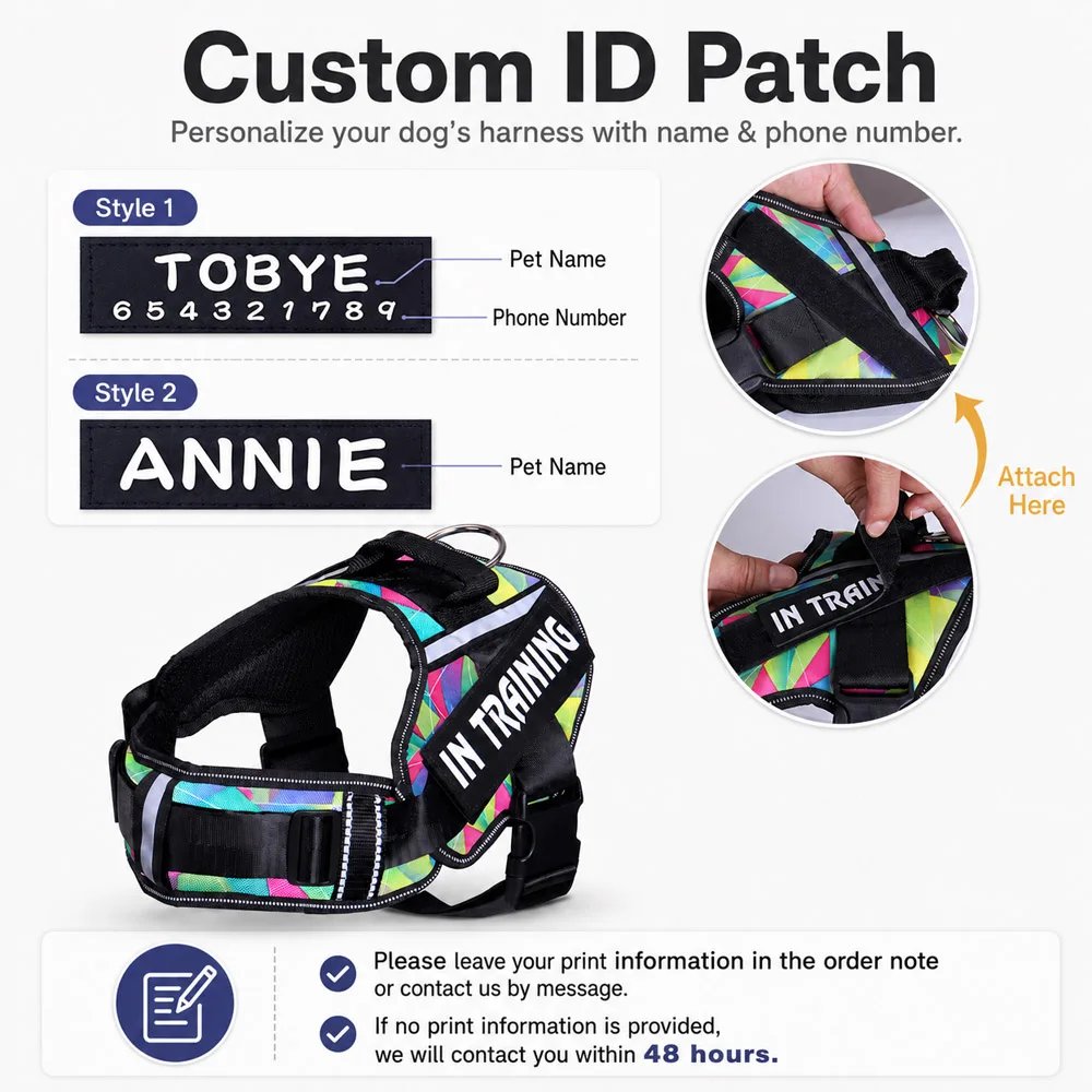 KOMMILIFE Adjustable Nylon Dog Harness Personalized Harness For Dogs Reflective Breathable Neck Guard Dog Harness Vest No Pul