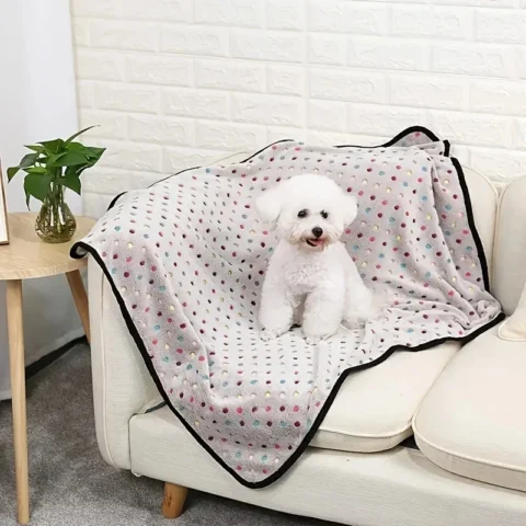1pc Soft Fluffy Pet Blanket Cute Dot Pattern Cozy Warm Blanket Cat Dogs Bed Small Large Dogs Mat Cover Pet Supplies Dog Cloth