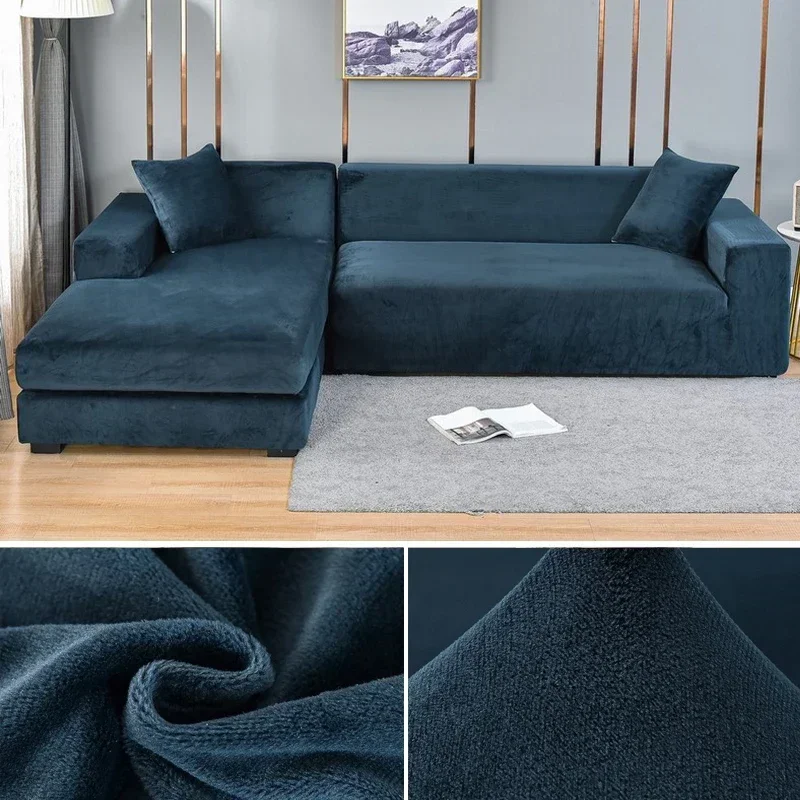 Velvet Sofa Cover Thick Elastic 1/2/3/4 Seater Sofa for Living Room Velvet Plush L Shaped Corner Sofa Cover Couch Cover - Image 23