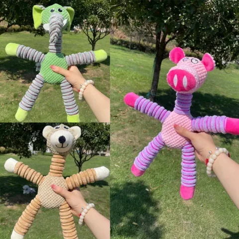 Indestructible Squeaky Dog Toys for Large Dogs Soft Plush Chew Toys Teething Dental Training Toys for Aggressive Chewers