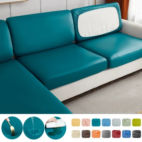 Stretch PU leather waterproof sofa cushion cover sofa seat slipcover backrest cover easy clean sofa protector for pets kids