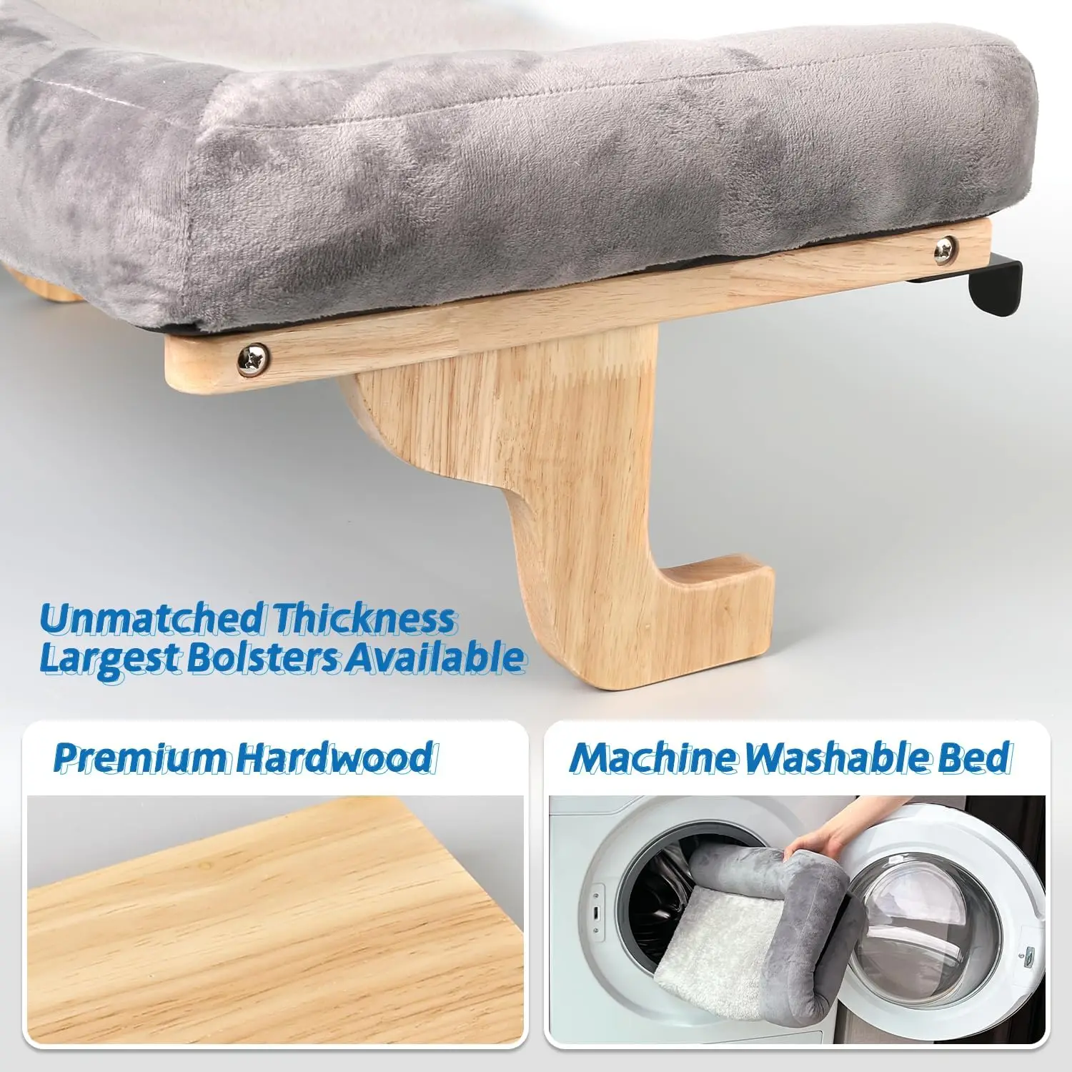 Cat Perch for Window Sill with Bolster - Orthopedic Hammock Design with Premium Hardwood & Robust Metal Frame - Cat Window Se
