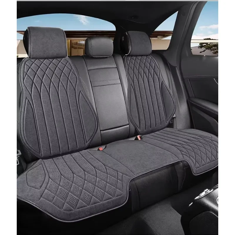 Universal Car Seat Covers,Soft Suede Fabric in Elegant Diamond Pattern,Breathable Car Seat Cushions for All Seasons,Full Set