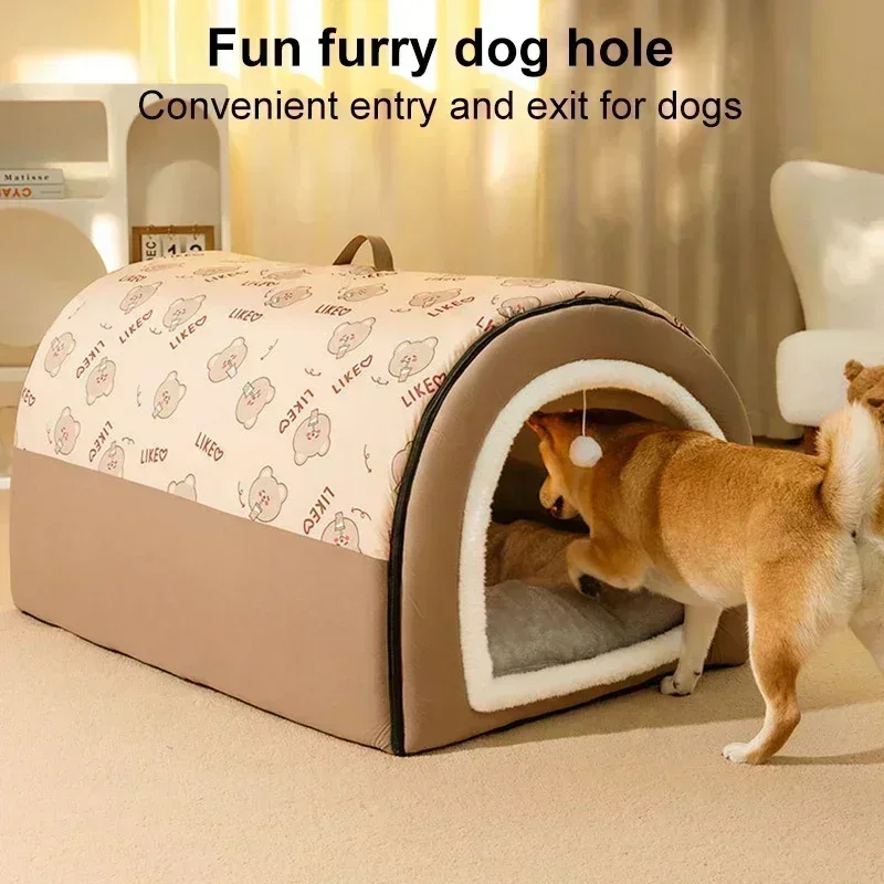 Big Dog Kennel Warm Winter Dog House Mat Detachable Washable Dogs Bed Nest Deep Sleep Tent for Medium Large Dogs House Suppli