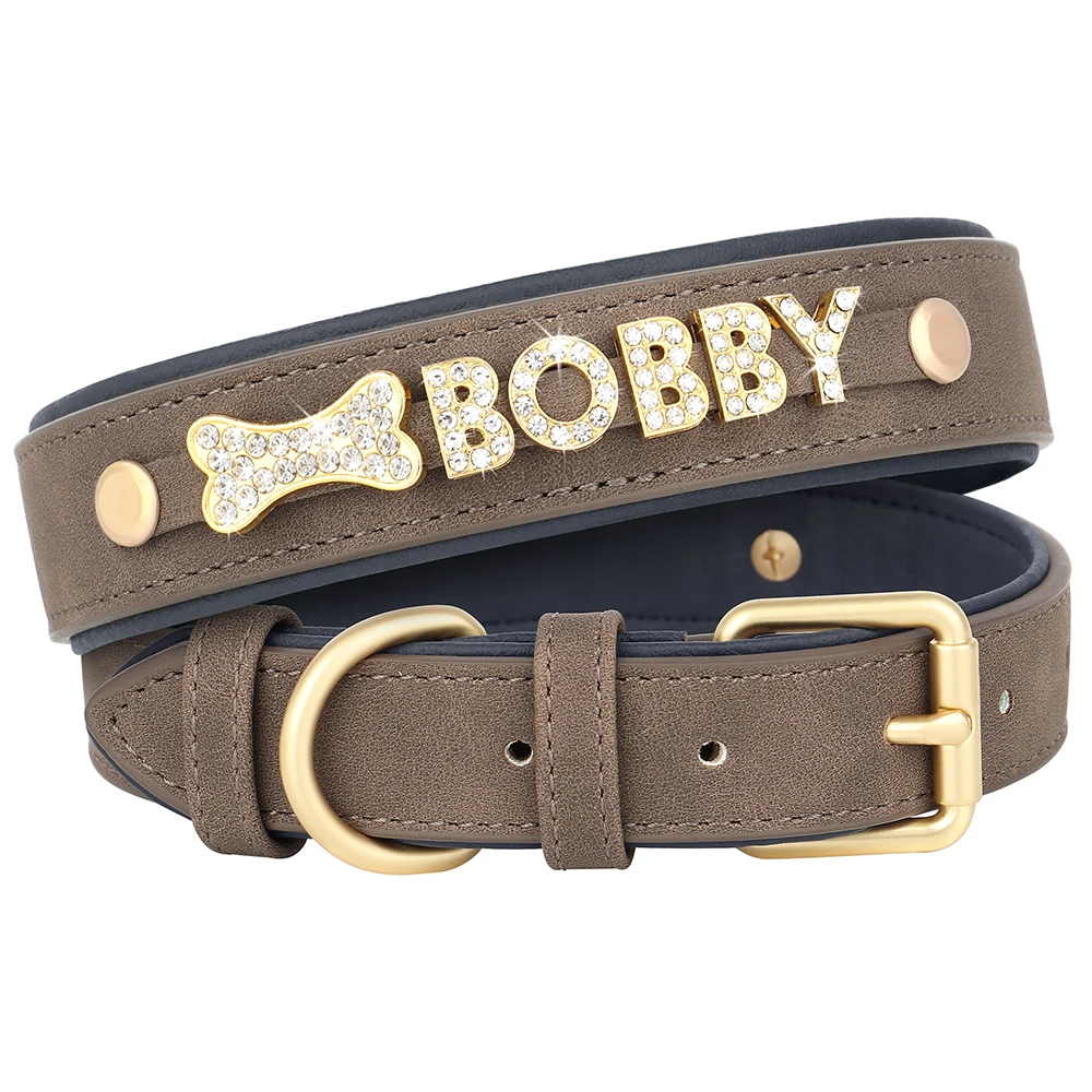 Customized Leather Dog Collar DIY Personalized Small Medium Dogs Chihuahua Pitbull Necklace Free Name Charms Pet Accessories - Image 11