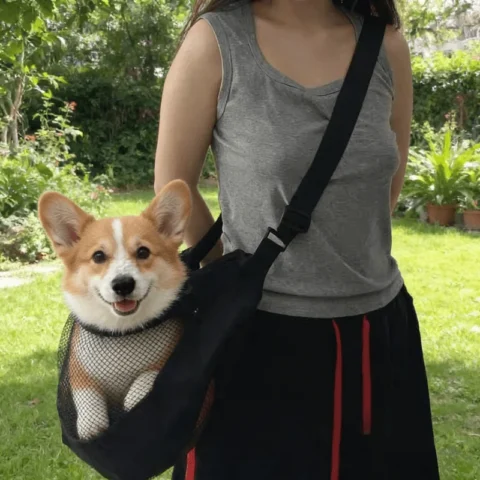 Spring Summer Mesh Pet Bag, Crossbody Shoulder Carrier, Lightweight Breathable Outdoor Travel Bag for Dogs