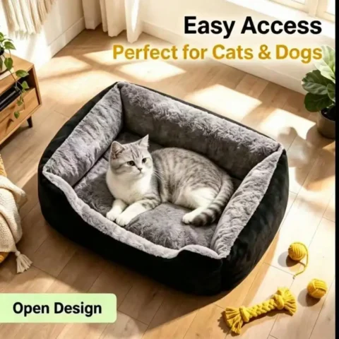 1pc Plush Pet Bed Sofa, Plush Comfort Dog House & Soft Cat Mat – Suitable For Living Room & Bedroom, Non-Slip, Easy To Clean 