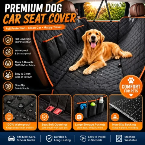 Back Seat Extender for Dogs,Dog Car Seat Cover for Back Seat with Hard Bottom Holds 500 lbs,Car Seat Protector,Waterproof Ext