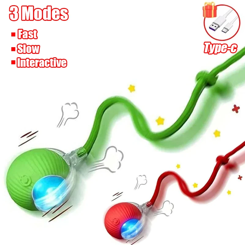 New Cat Interactive Ball Toy Automatic Rolling Ball Faux Tail Rechargeable Smart Pet Electric Toy Dog Cat Training Imitate Mouse - Image 19