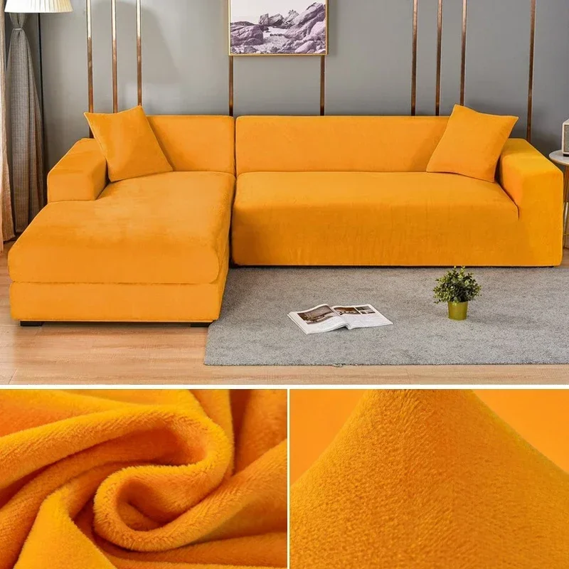 Velvet Sofa Cover Thick Elastic 1/2/3/4 Seater Sofa for Living Room Velvet Plush L Shaped Corner Sofa Cover Couch Cover - Image 9