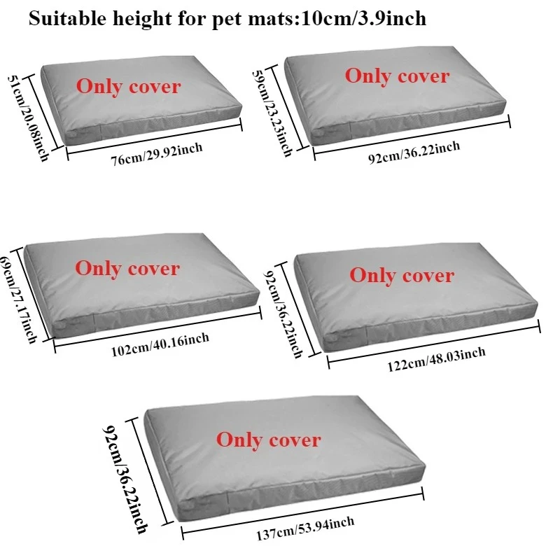 Anti-Dirt Replacement Dog Bed Cover Pad Protector 210D Oxford Waterproof Dog Cushion Cover for Puppy Kitten Other Pet No Fill